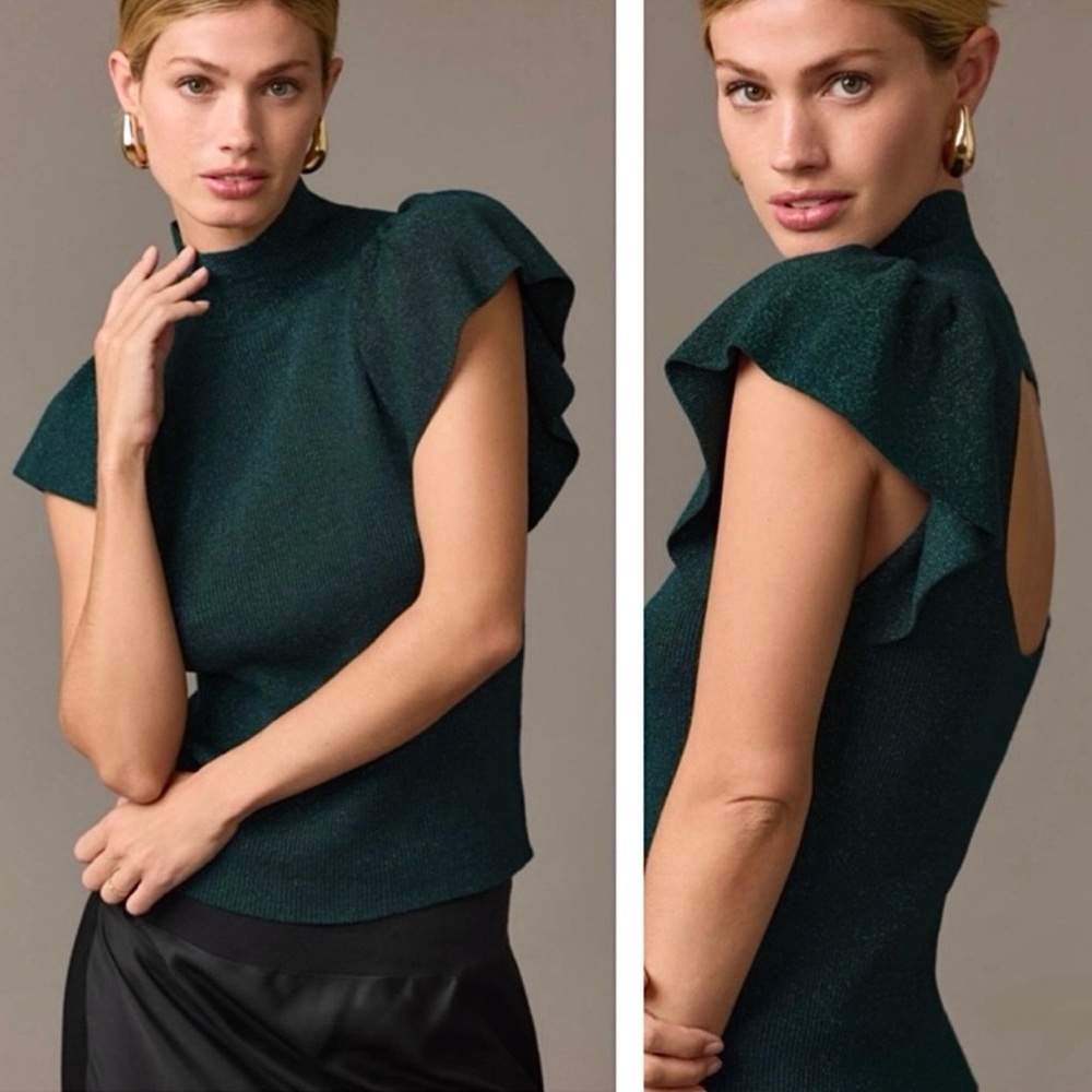Anthropologie | Maeve Flutter Sleeve Cutout Top